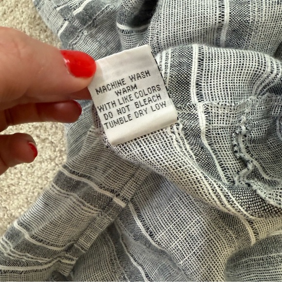 Habitat Dress Size L Gray/White Linen Sleeveless Striped Shift Tunic Lagenlook - Picture 7 of 9
